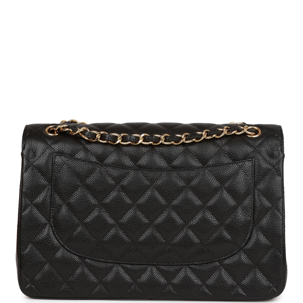 Chanel Jumbo Classic Double Flap Bag Black Caviar Gold Hardware