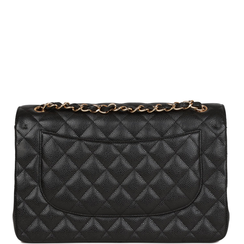 Chanel Jumbo Classic Double Flap Bag Black Caviar Gold Hardware