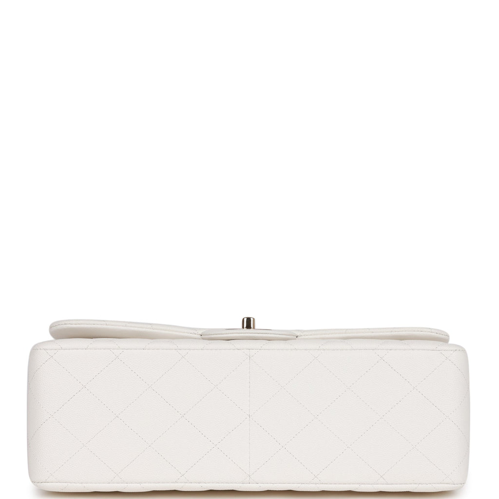 Chanel Jumbo Classic Double Flap Bag White Caviar Gold Hardware