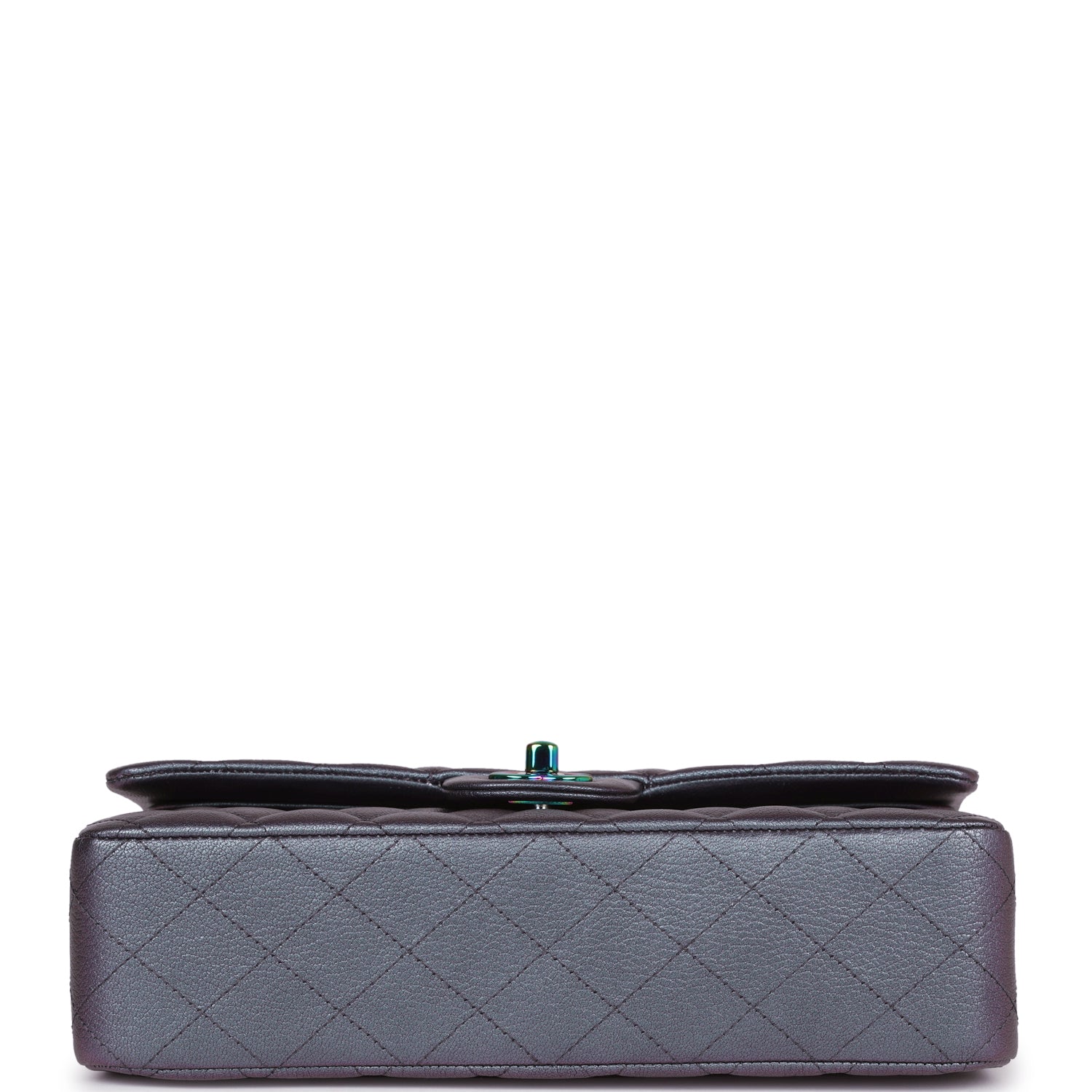 Chanel Medium Classic Double Flap Bag Iridescent Purple Mermaid Goatskin Rainbow Hardware