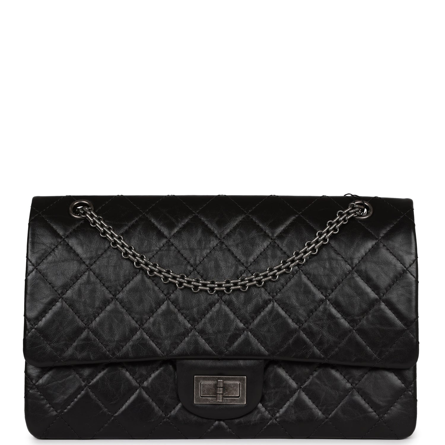 Chanel Jumbo Reissue 227 2.55 Flap Bag Aged Calfskin Ruthenium Hardware