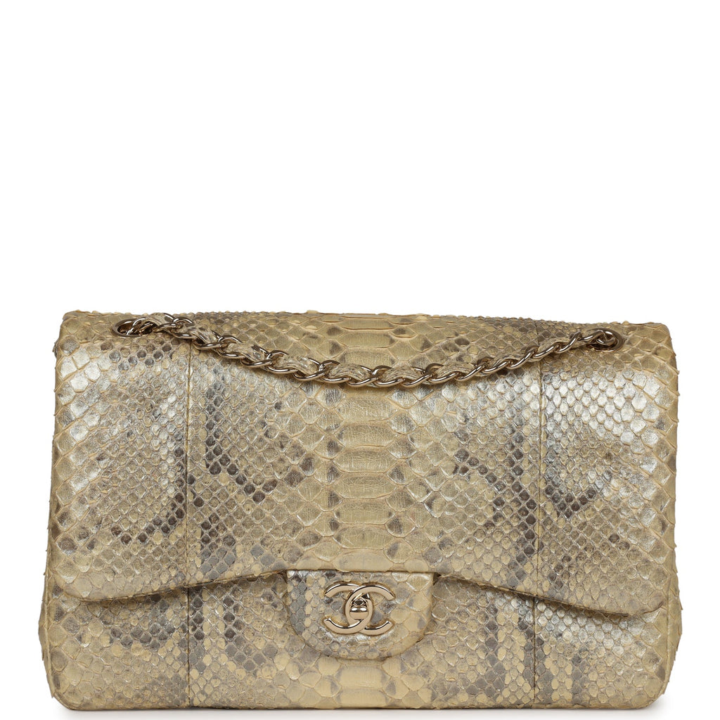 Chanel Jumbo Classic Double Flap Gold Metallic Python Gold Hardware