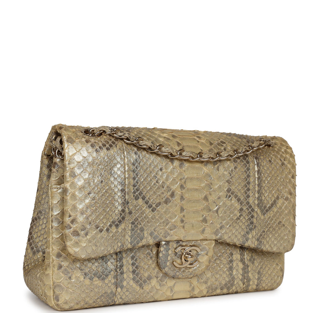 Chanel Jumbo Classic Double Flap Gold Metallic Python Gold Hardware