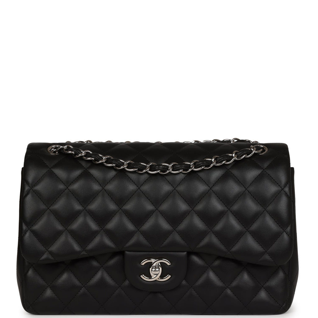 Chanel Jumbo Classic Double Flap Black Lambskin Silver Hardware