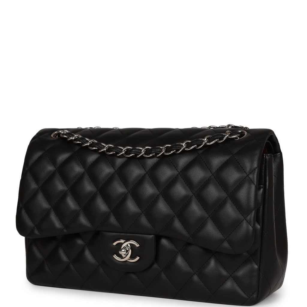 Chanel Jumbo Classic Double Flap Black Lambskin Silver Hardware