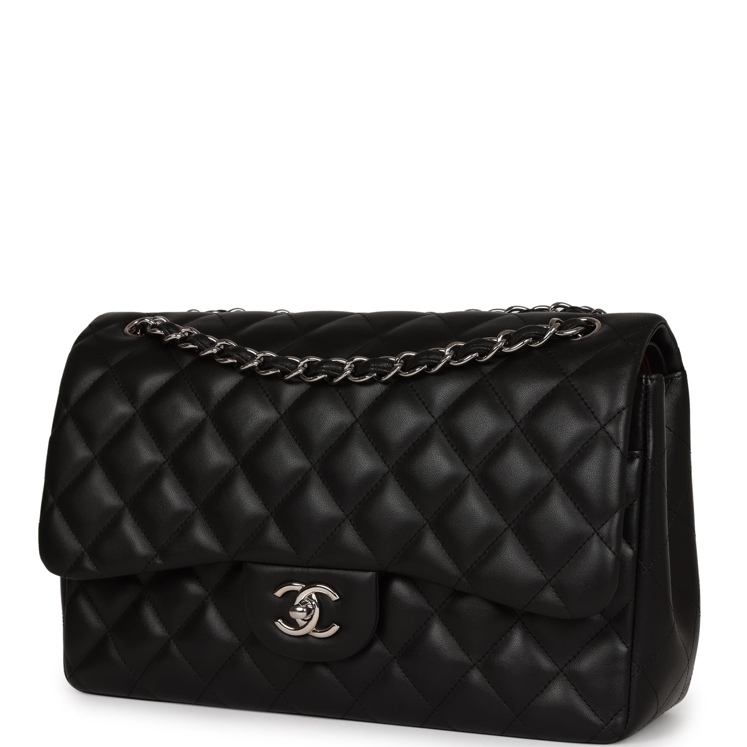 Chanel Jumbo Classic Double Flap Black Lambskin Silver Hardware