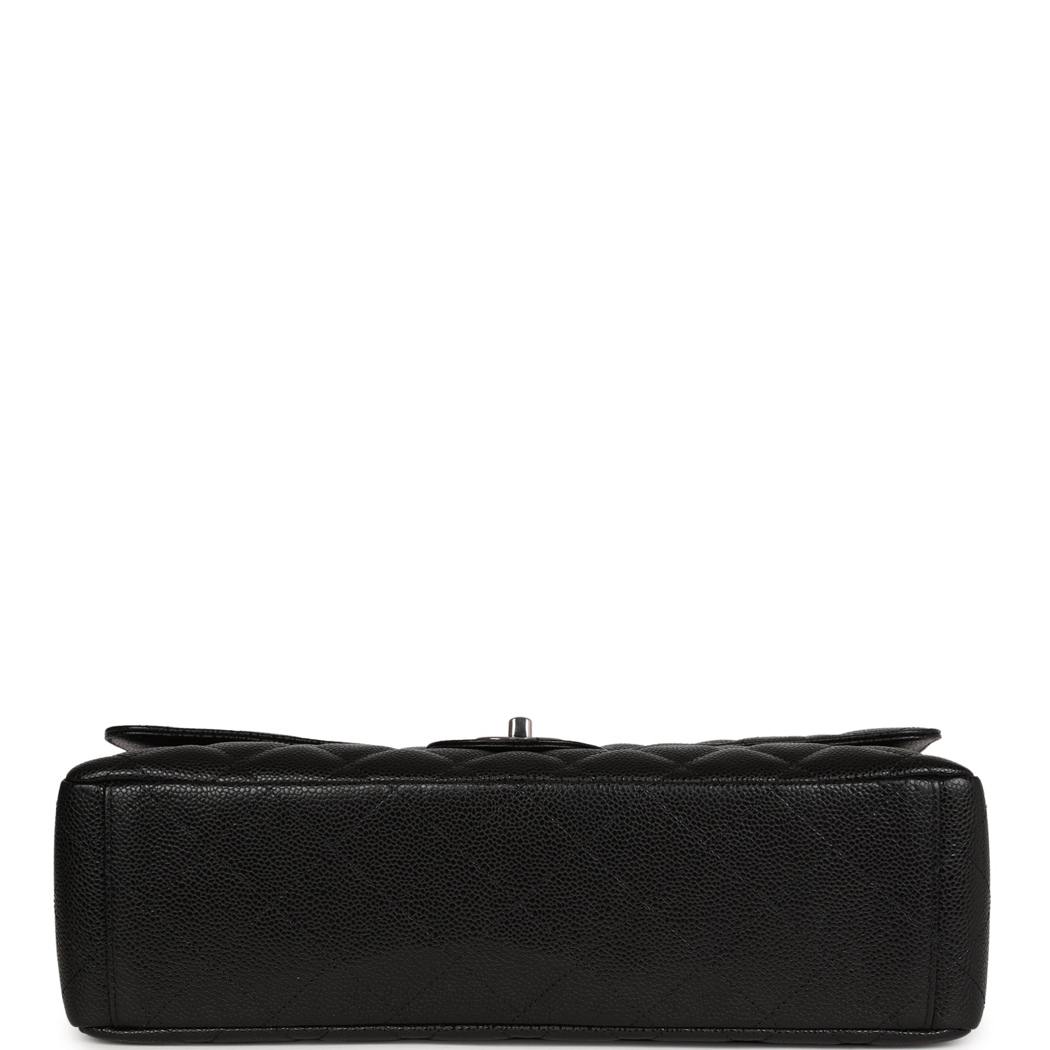Chanel Maxi Classic Single Flap Bag Black Caviar Silver Hardware