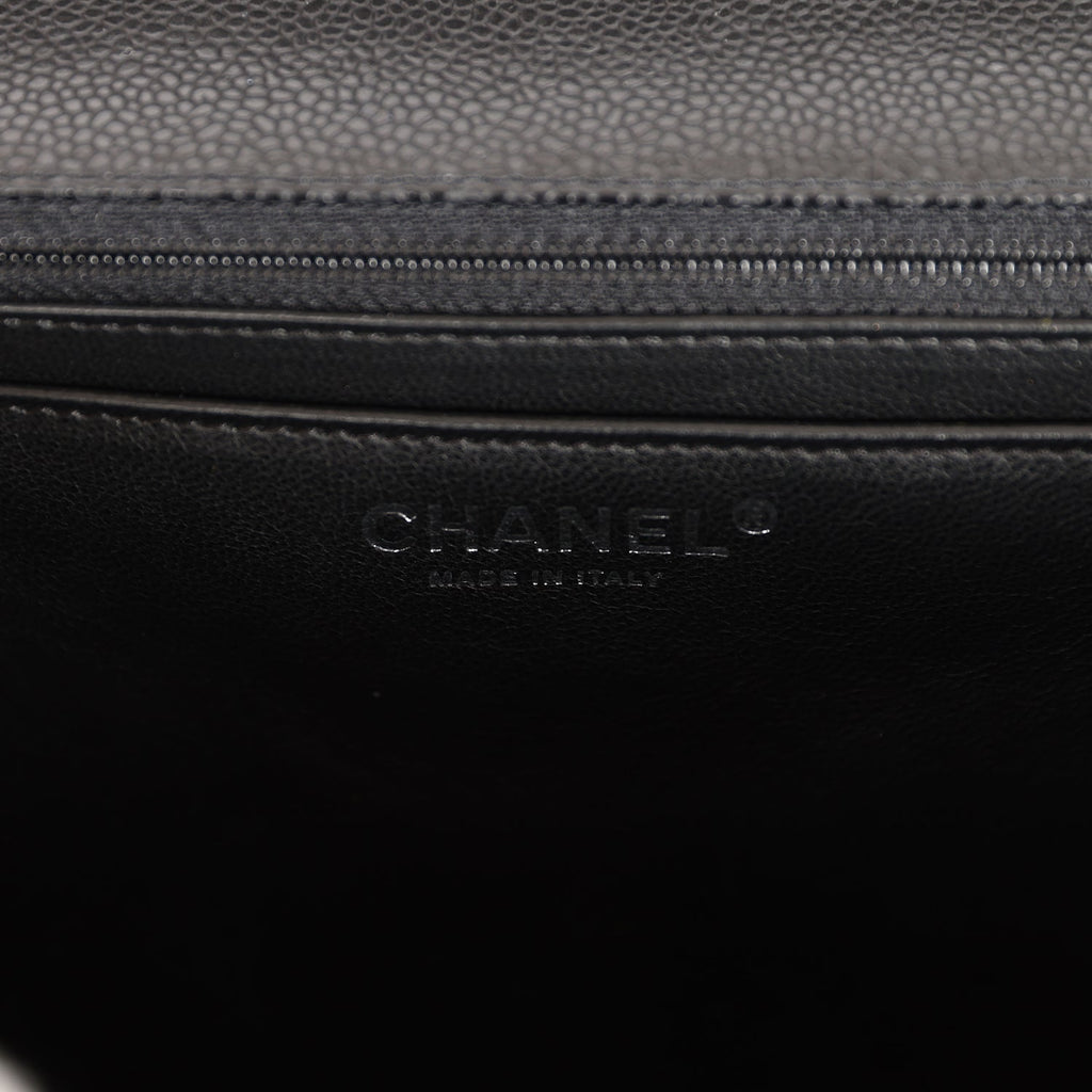 Chanel Maxi Classic Single Flap Bag Black Caviar Silver Hardware