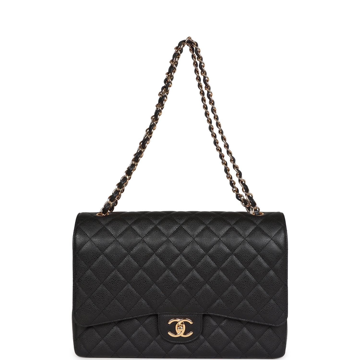 Chanel Maxi Classic Double Flap Black Caviar Gold Hardware