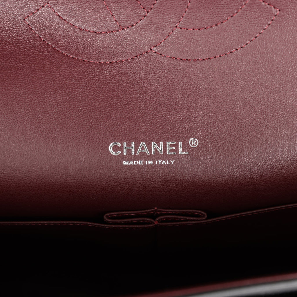 Chanel Maxi Classic Double Flap Bag Black Lambskin Silver Hardware