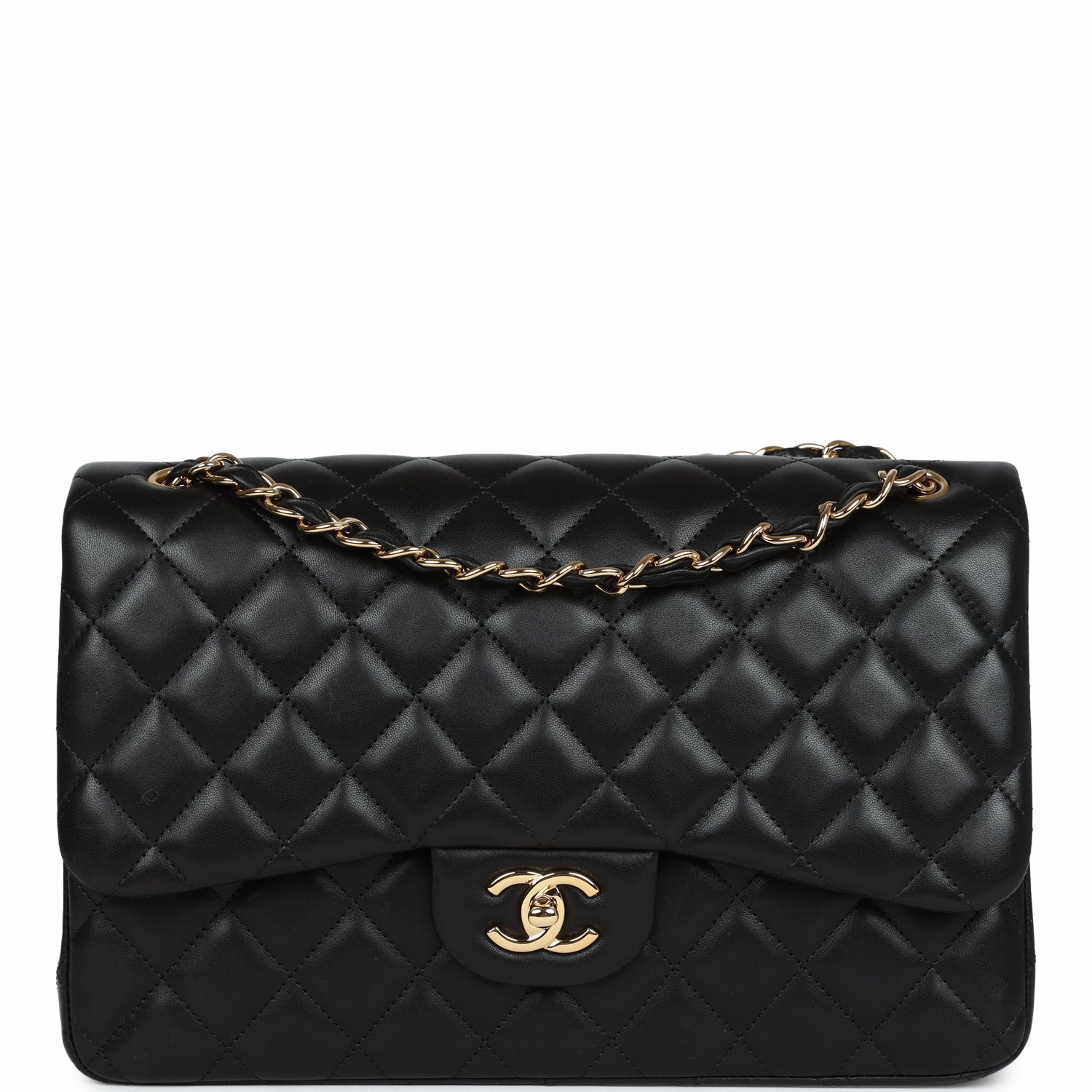 Chanel Jumbo Classic Double Flap Black Lambskin Gold Hardware