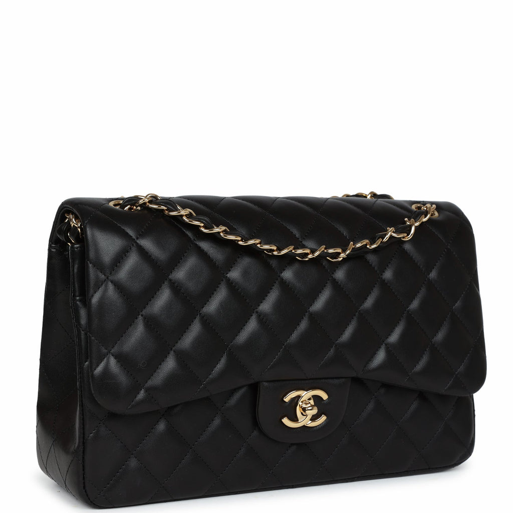 Chanel Jumbo Classic Double Flap Black Lambskin Gold Hardware