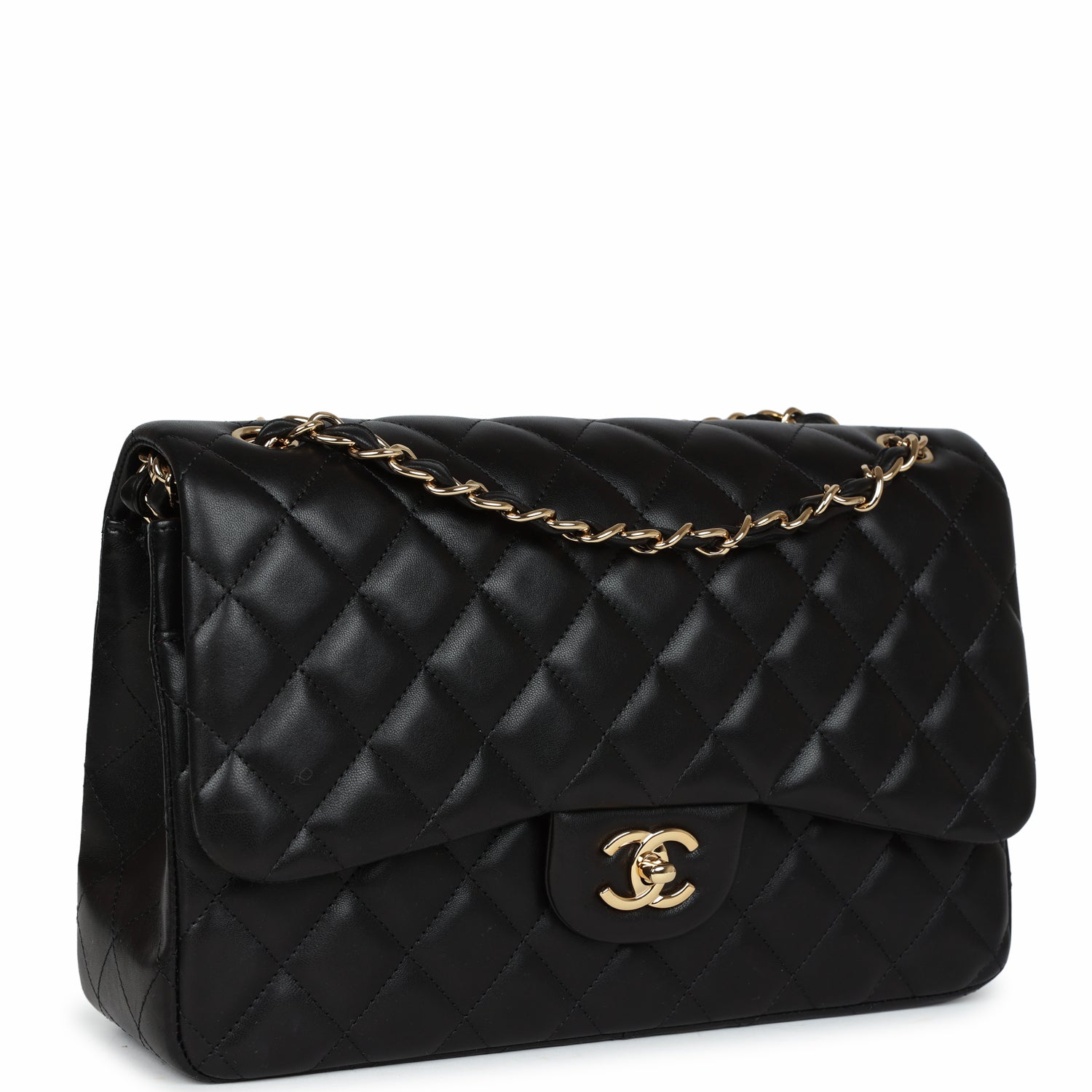 Chanel Jumbo Classic Double Flap Black Lambskin Gold Hardware