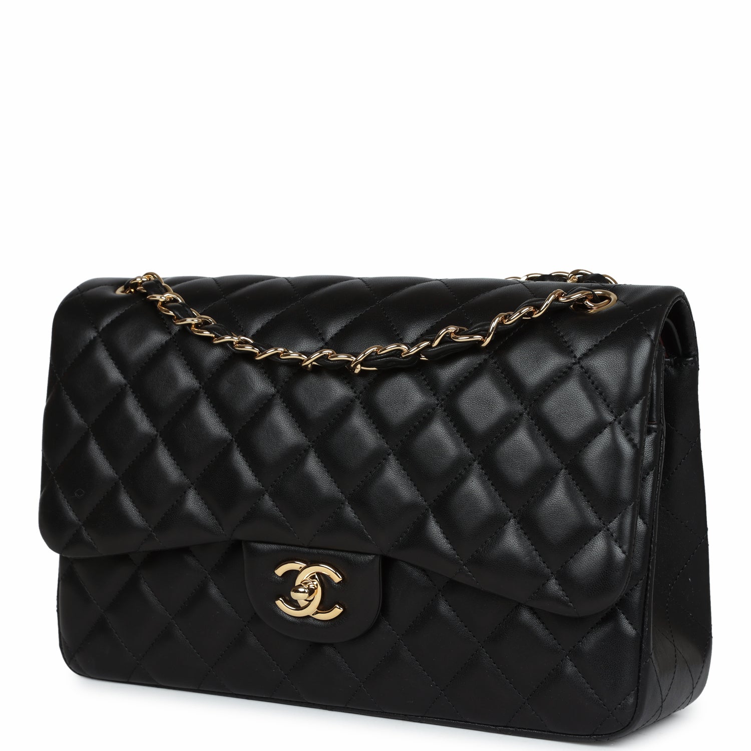 Chanel Jumbo Classic Double Flap Black Lambskin Gold Hardware
