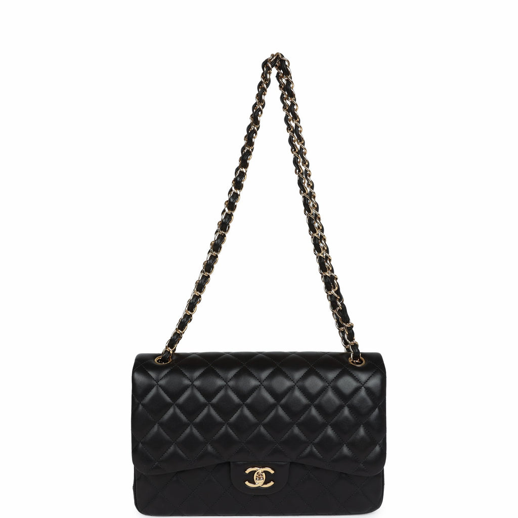 Chanel Jumbo Classic Double Flap Black Lambskin Gold Hardware