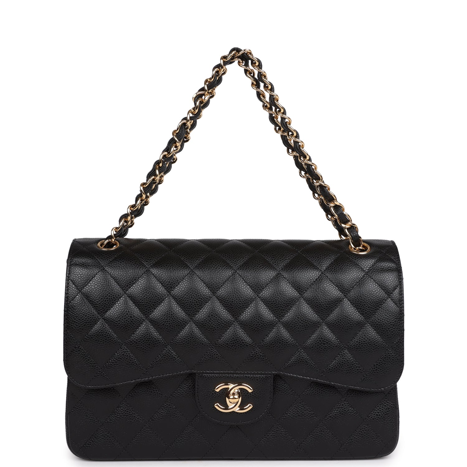 Chanel Jumbo Classic Double Flap Bag Black Caviar Gold Hardware