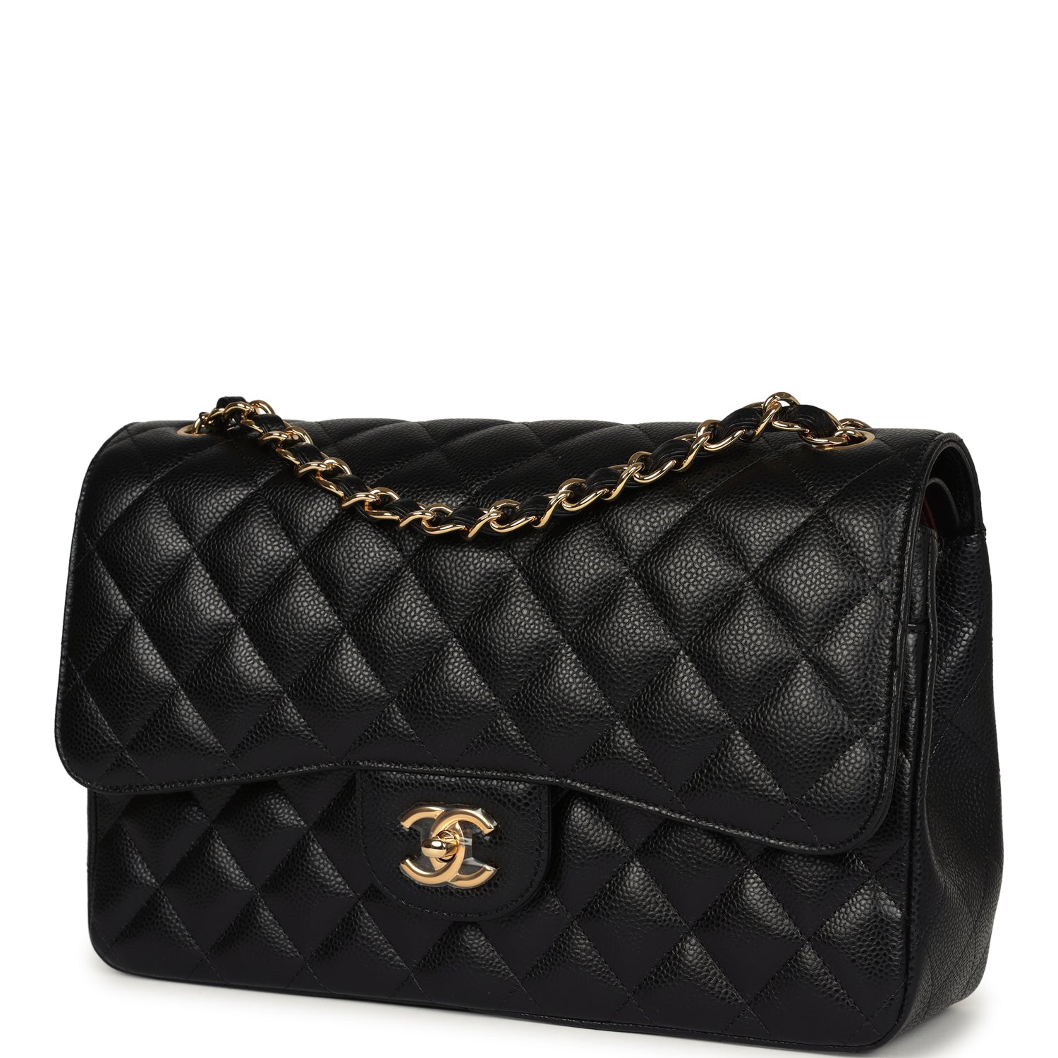 Chanel Jumbo Classic Double Flap Bag Black Caviar Gold Hardware