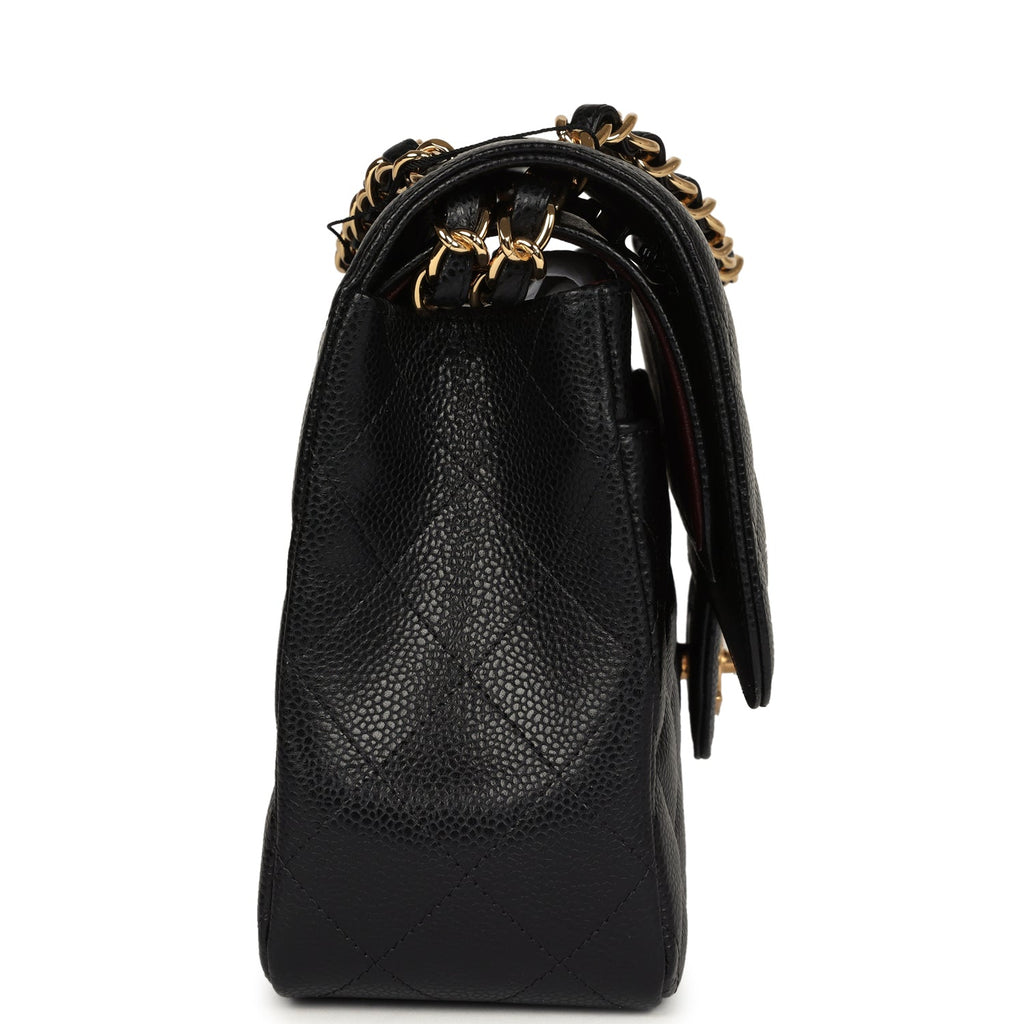 Chanel Jumbo Classic Double Flap Bag Black Caviar Gold Hardware