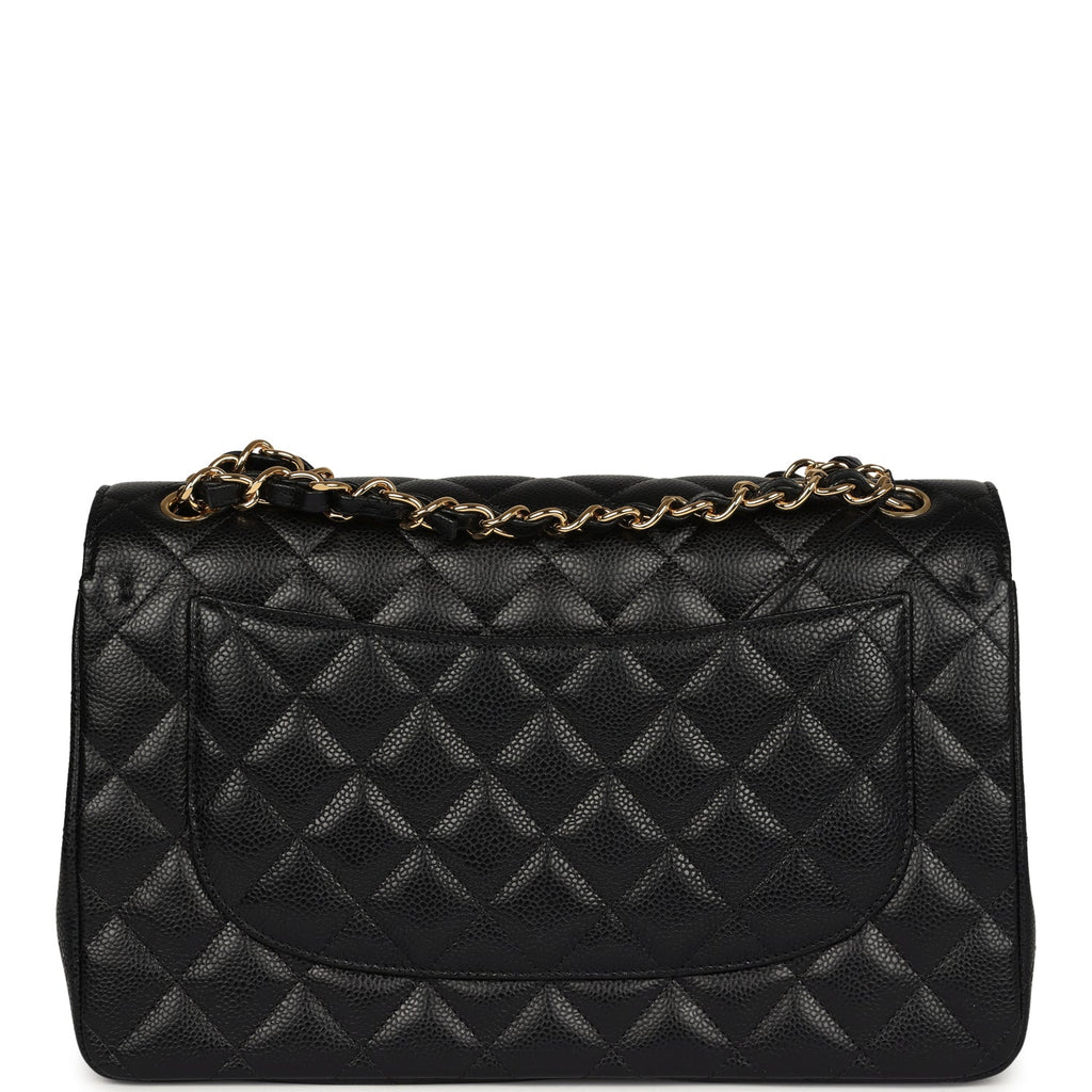 Chanel Jumbo Classic Double Flap Bag Black Caviar Gold Hardware