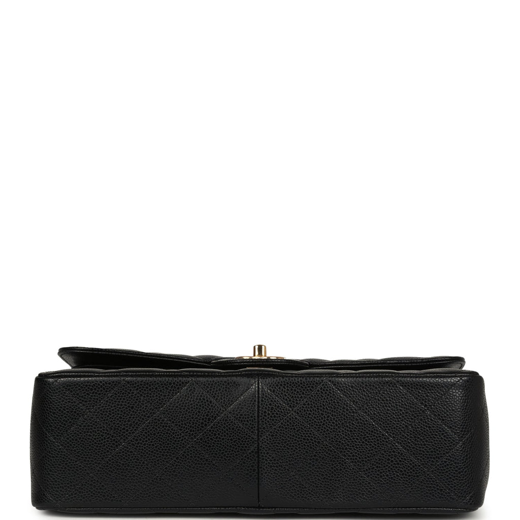 Chanel Jumbo Classic Double Flap Bag Black Caviar Gold Hardware