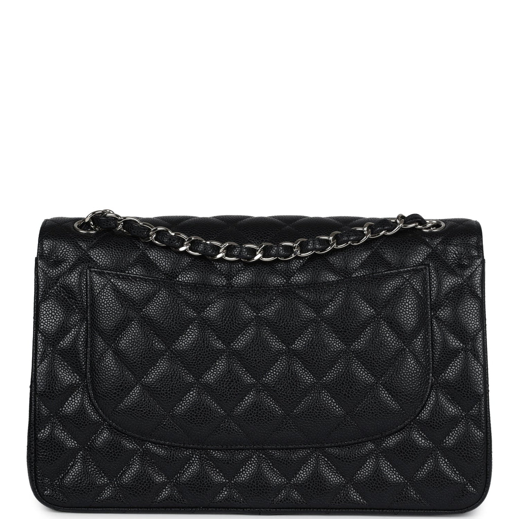 Chanel Jumbo Classic Double Flap Bag Black Caviar Silver Hardware