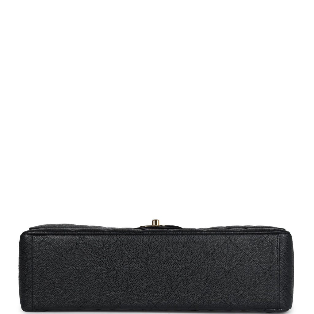 Chanel Maxi Classic Double Flap Bag Black Caviar Gold Hardware