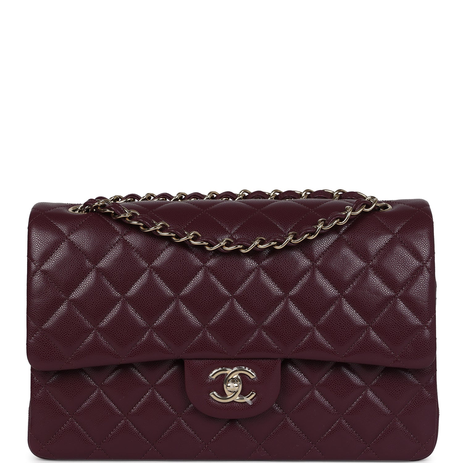 Chanel Jumbo Classic Double Flap Bag Red Lambskin Light Gold Hardware