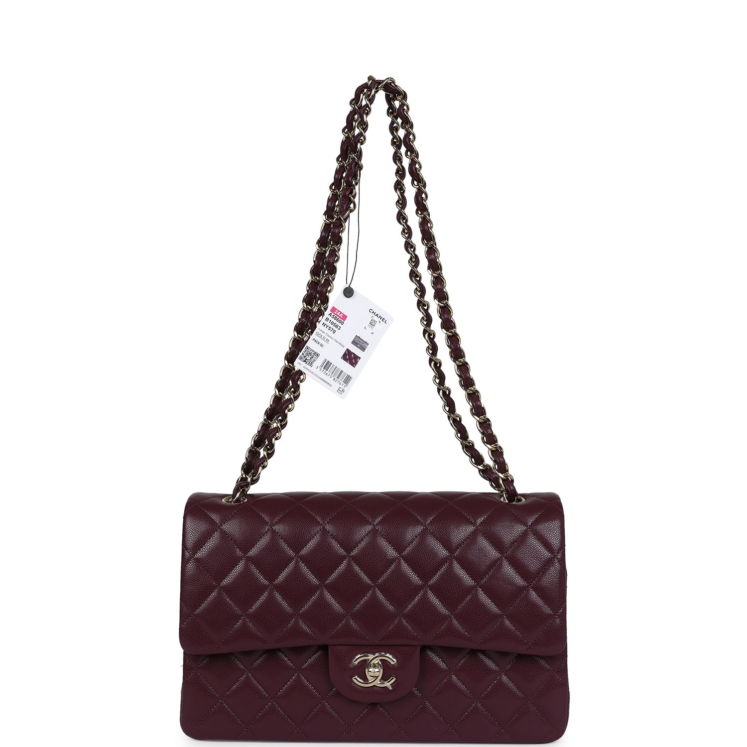 Chanel Jumbo Classic Double Flap Bag Red Lambskin Light Gold Hardware