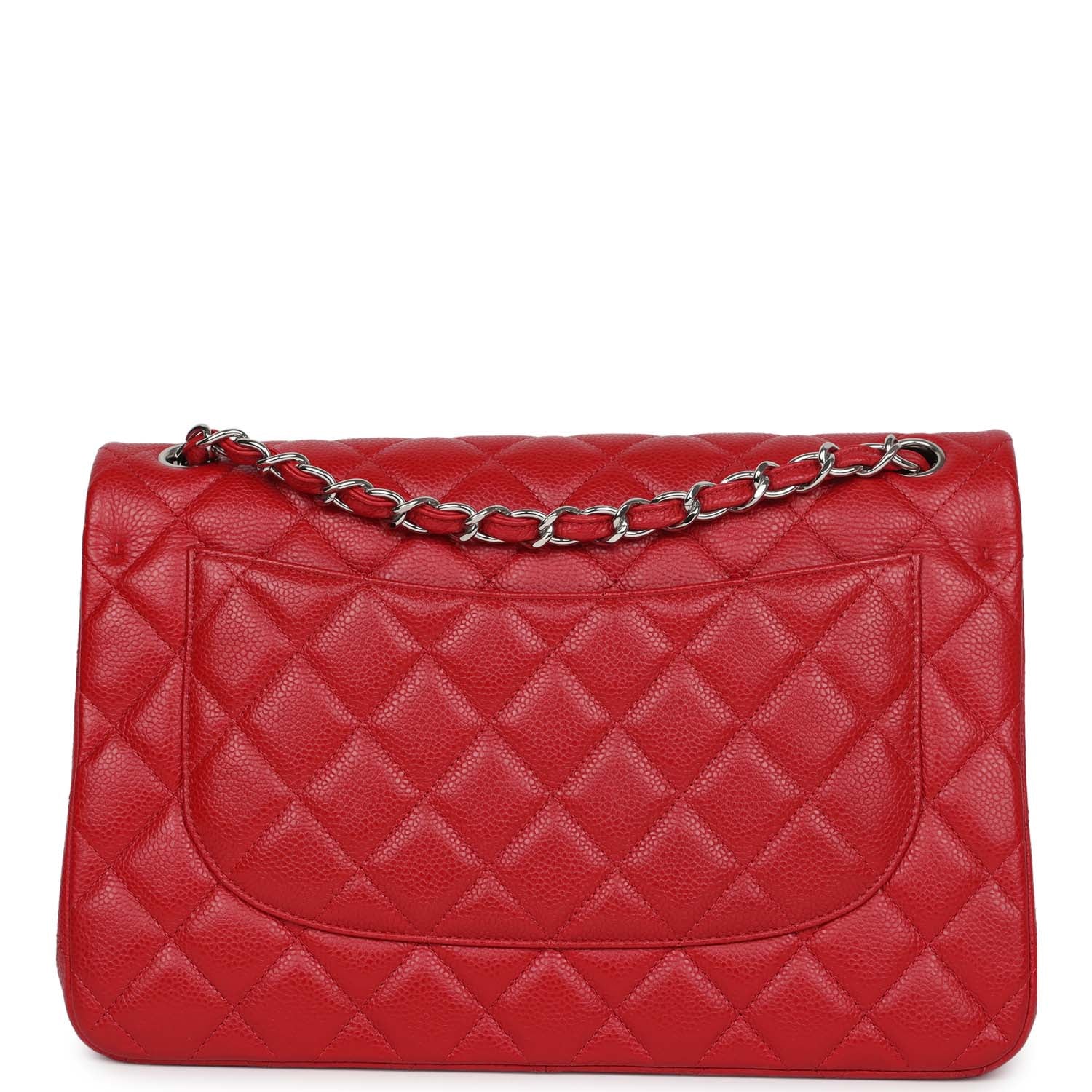 Chanel Jumbo Classic Double Flap Red Caviar Silver Hardware