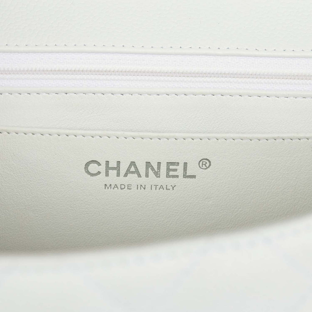 Chanel Jumbo Classic Single Flap Bag White Caviar Silver Hardware