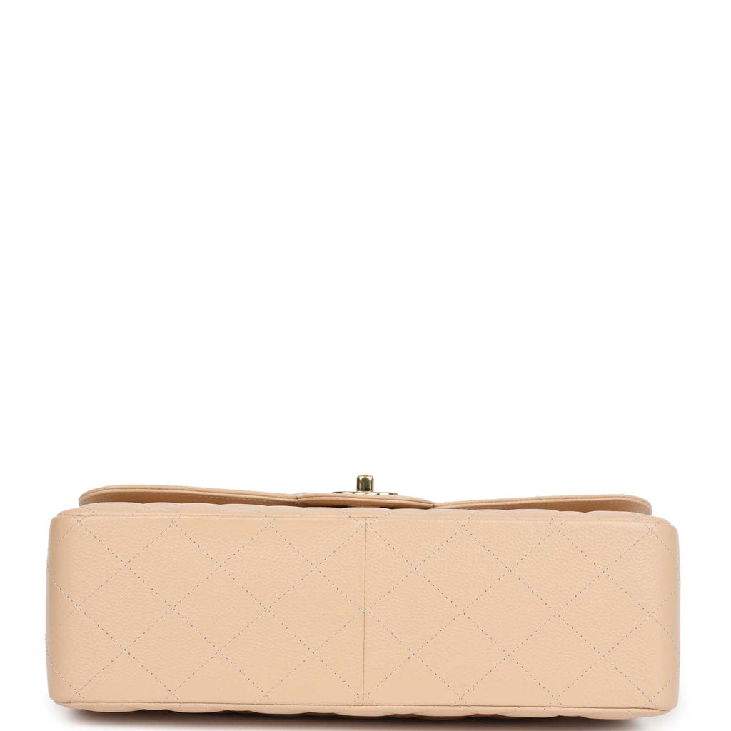 Chanel Jumbo Classic Double Flap Bag Light Beige Caviar Gold Hardware