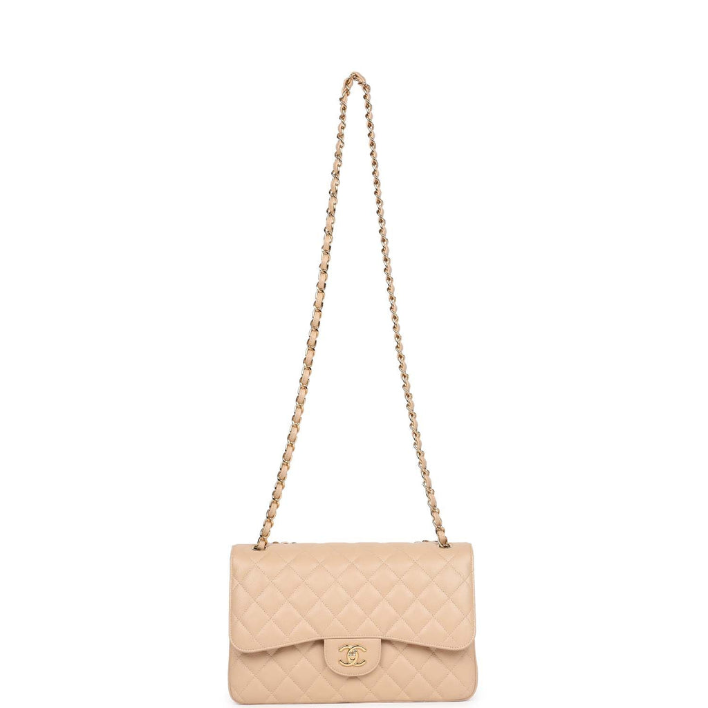 Chanel Jumbo Classic Double Flap Bag Light Beige Caviar Gold Hardware
