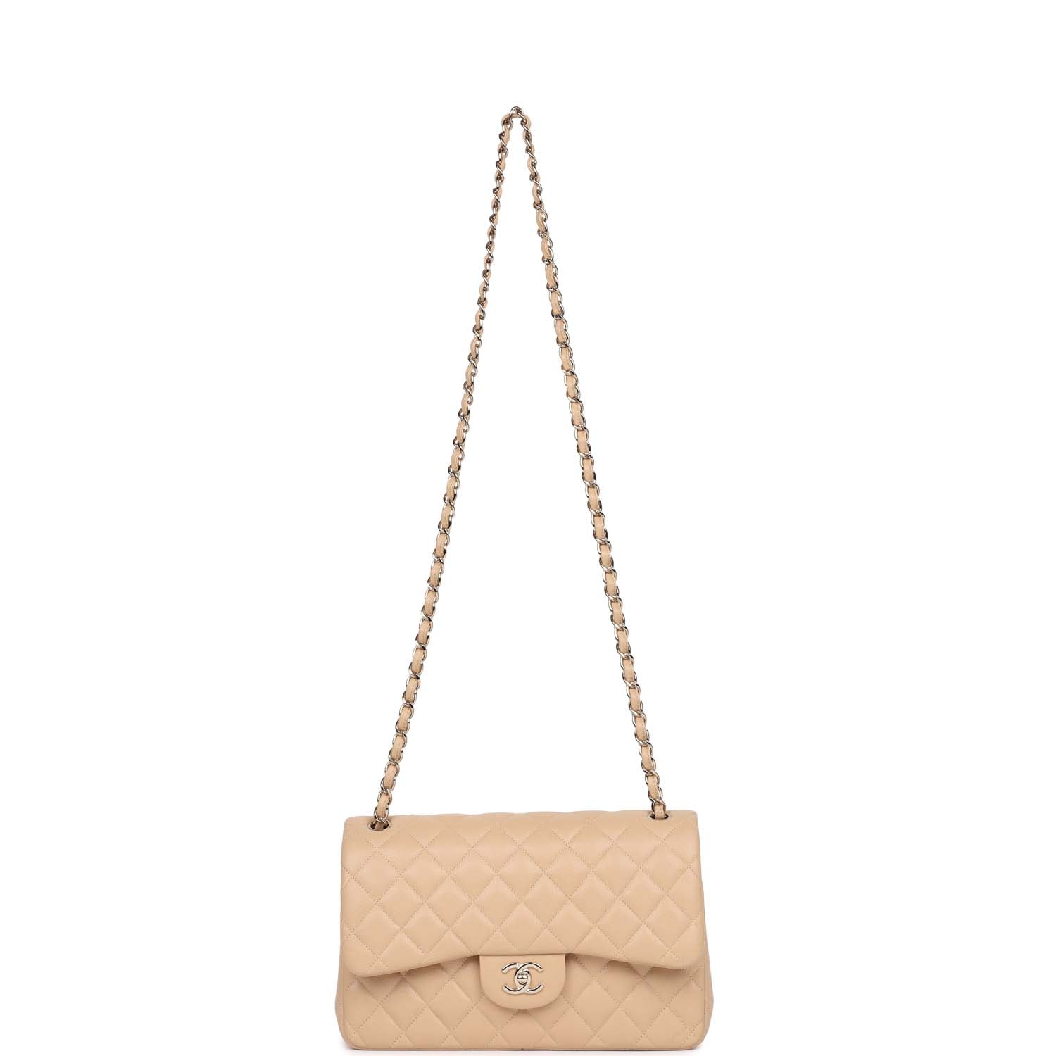 Chanel Jumbo Classic Double Flap Bag Light Beige Caviar Gold Hardware