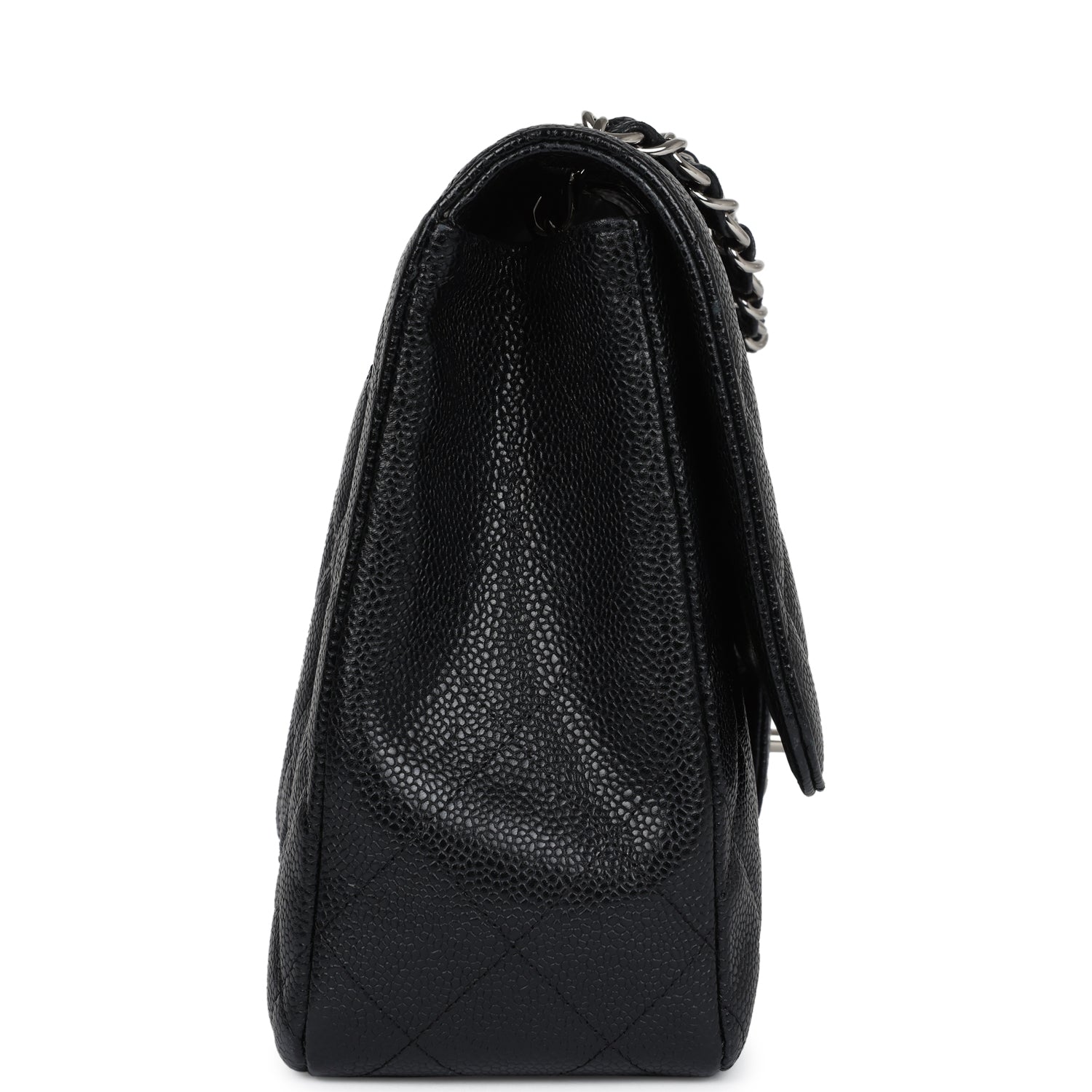 Chanel Jumbo Classic Single Flap Bag Black Caviar Silver Hardware