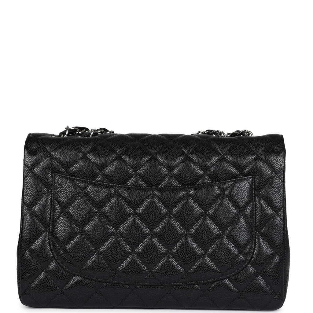 Chanel Jumbo Classic Single Flap Bag Black Caviar Silver Hardware