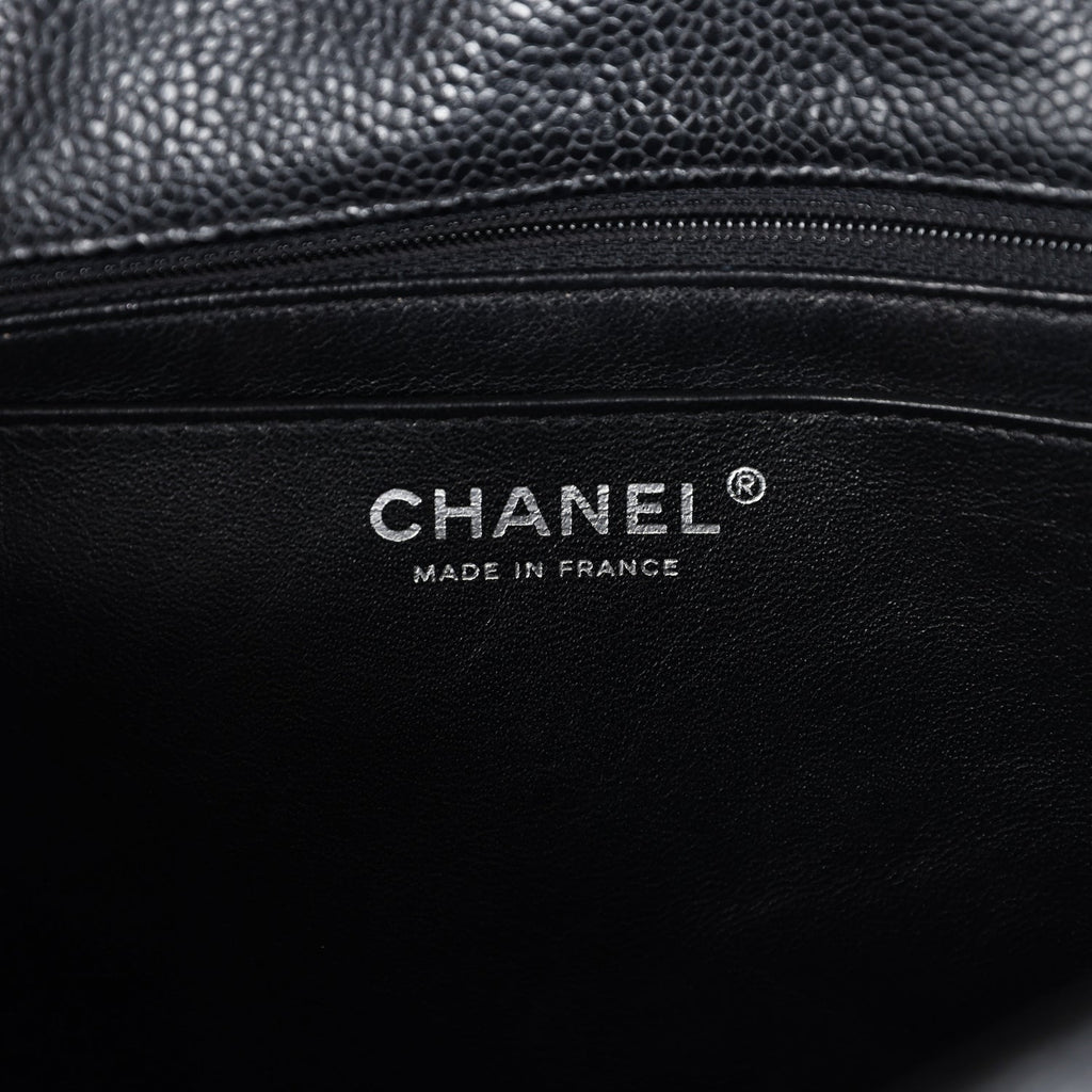 Chanel Jumbo Classic Single Flap Bag Black Caviar Silver Hardware