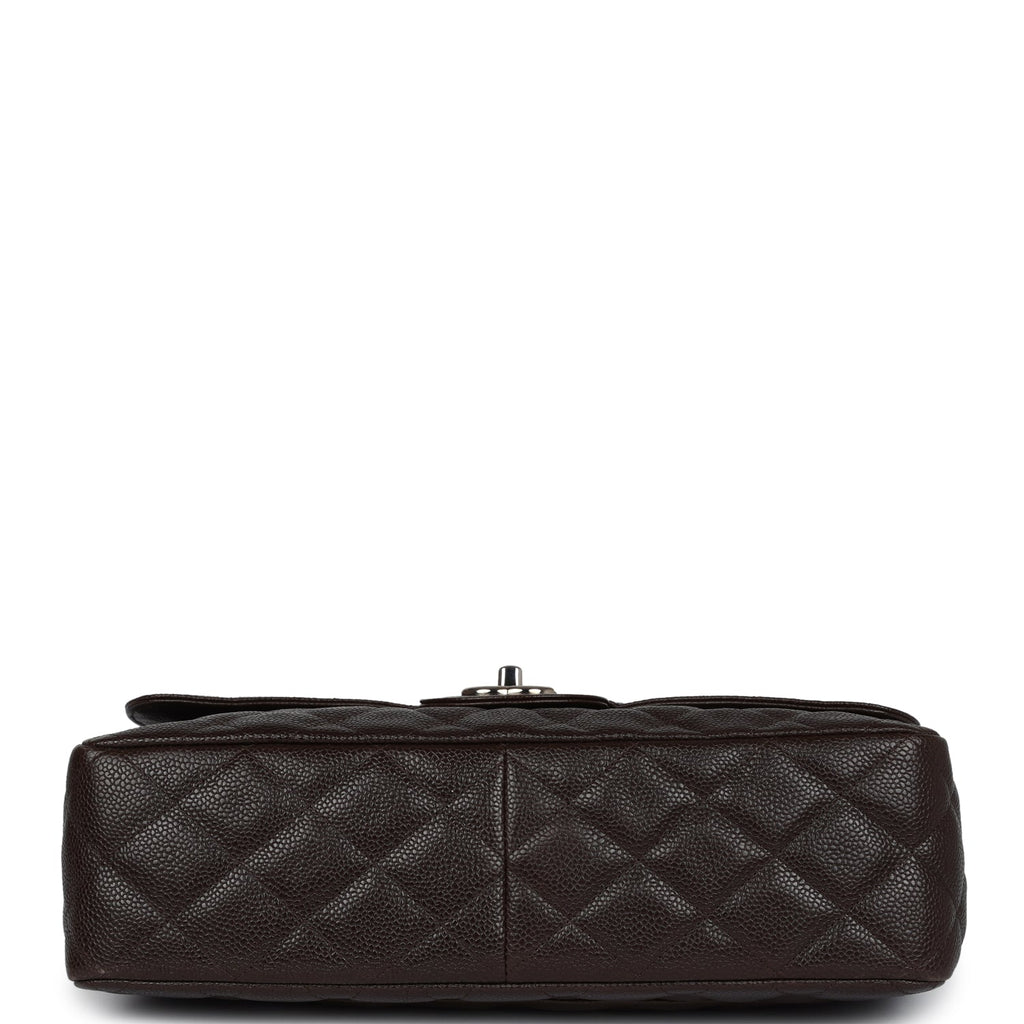 Chanel Jumbo Classic Single Flap Dark Brown Caviar Silver Hardware