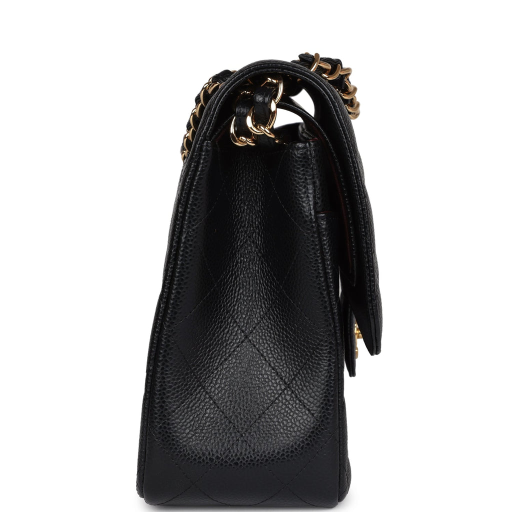 Chanel Jumbo Classic Double Flap Bag Black Caviar Gold Hardware