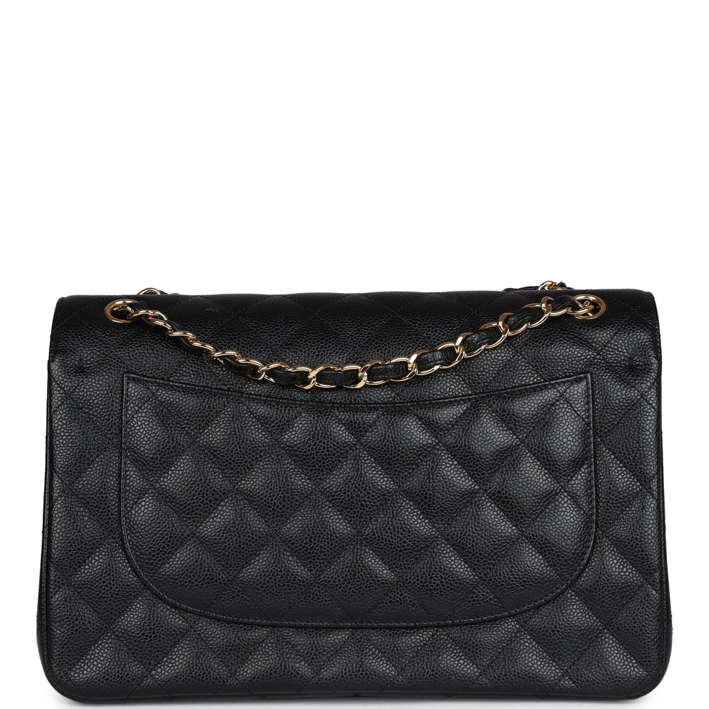 Chanel Jumbo Classic Double Flap Bag Black Caviar Gold Hardware