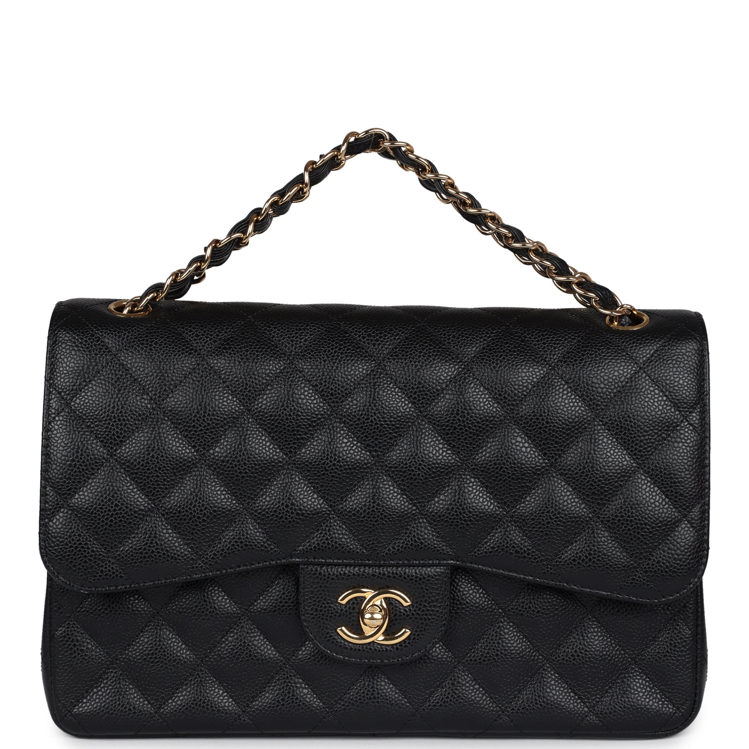 Chanel Jumbo Classic Double Flap Bag Black Caviar Gold Hardware