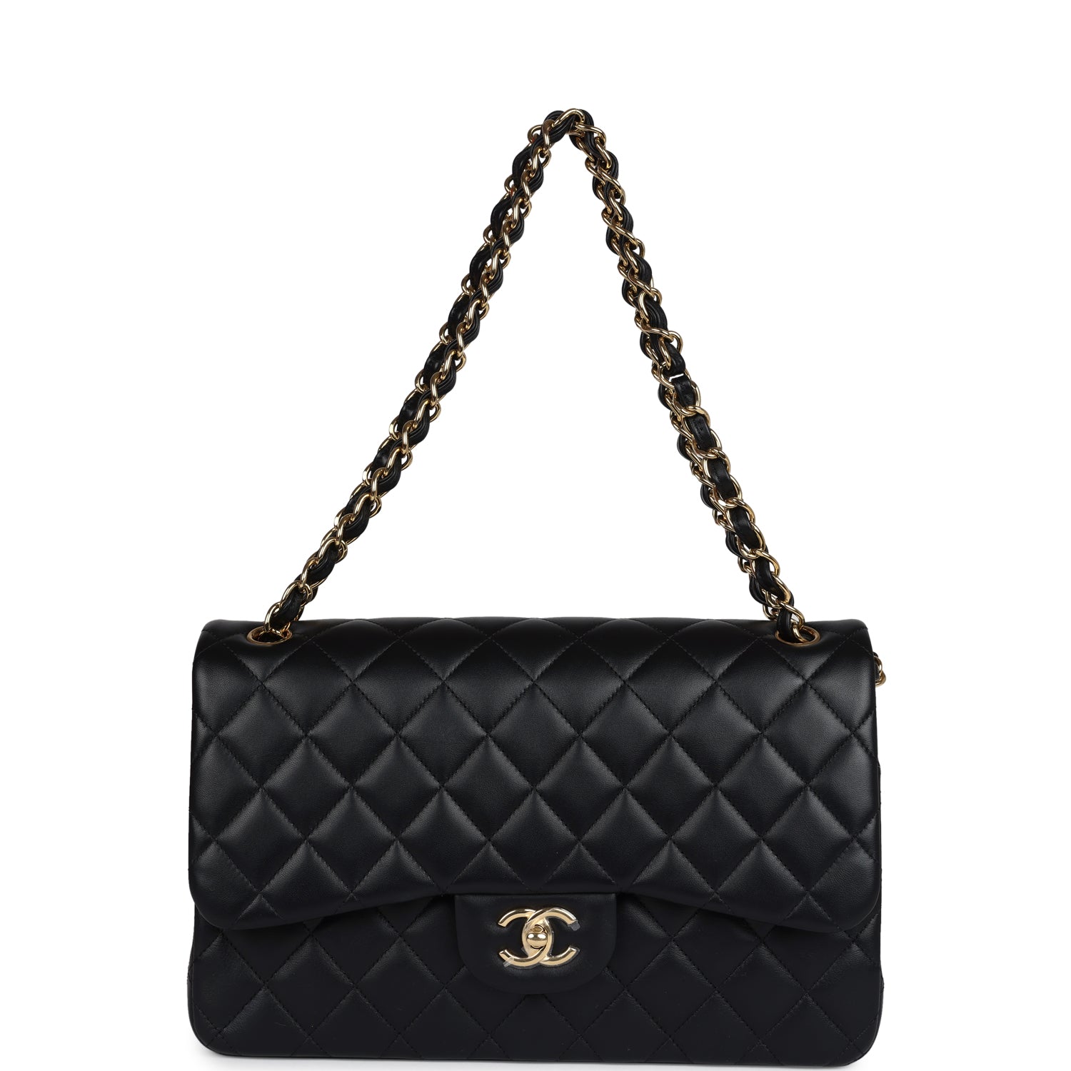 Chanel Jumbo Classic Double Flap Bag Black Lambskin Gold Hardware