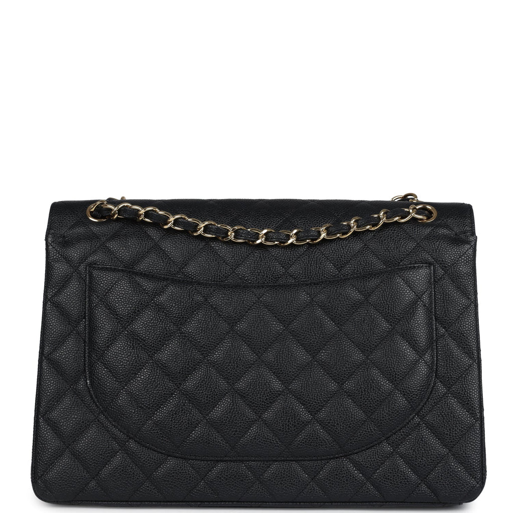 Chanel Maxi Classic Double Flap Bag Black Caviar Gold Hardware