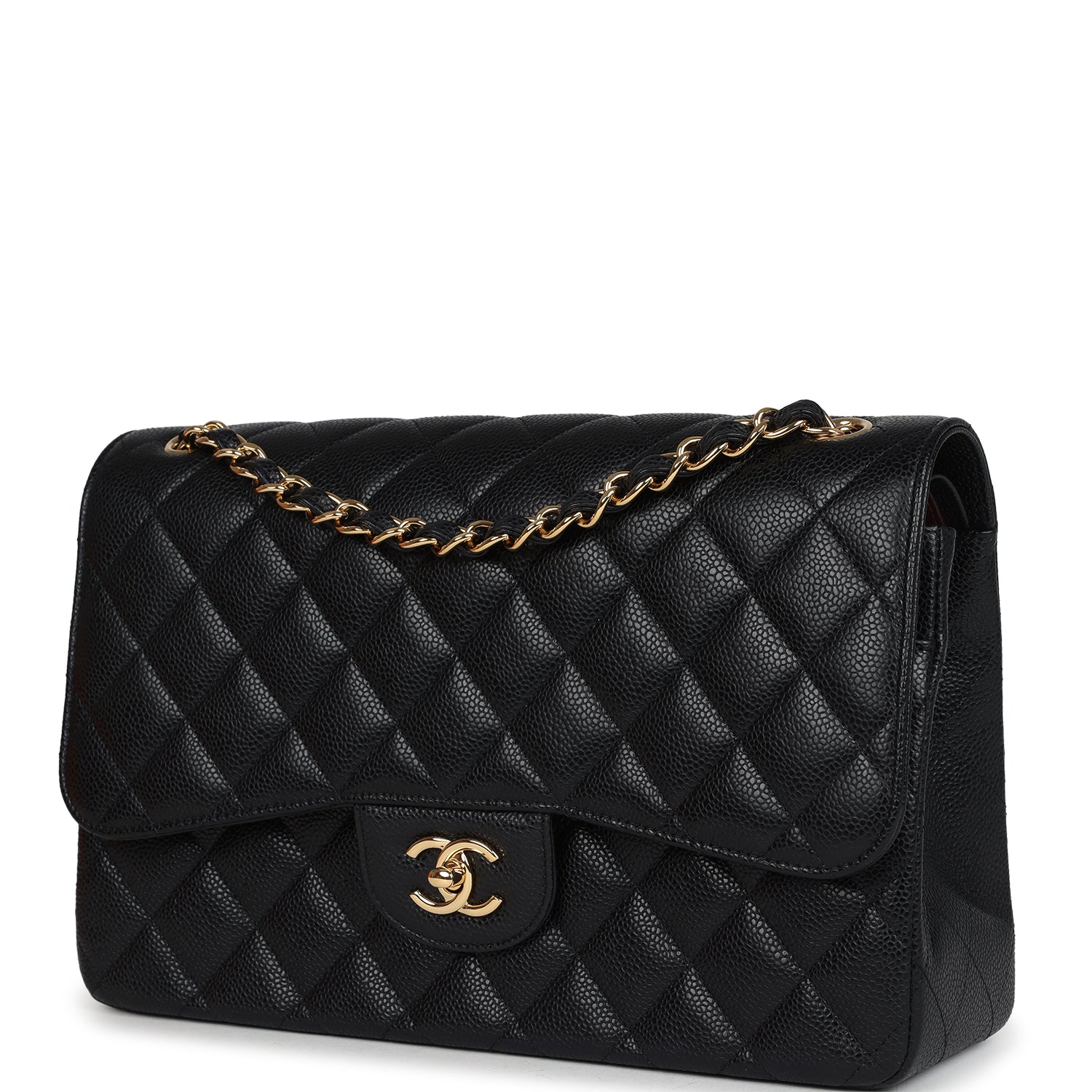 Chanel Jumbo Classic Double Flap Bag Black Caviar Gold Hardware