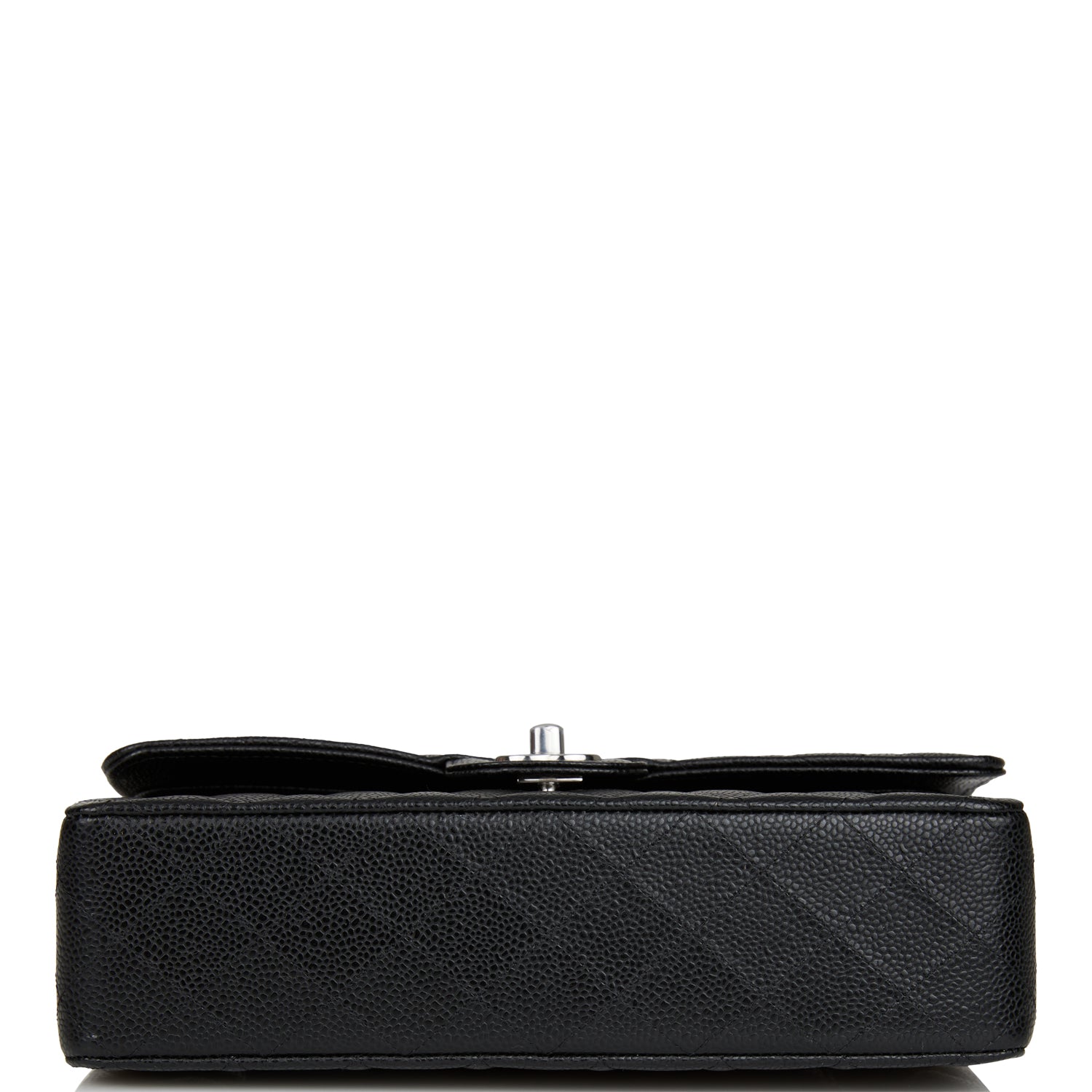 Chanel Medium Classic Double Flap Bag Black Quilted Caviar Silver Hardware