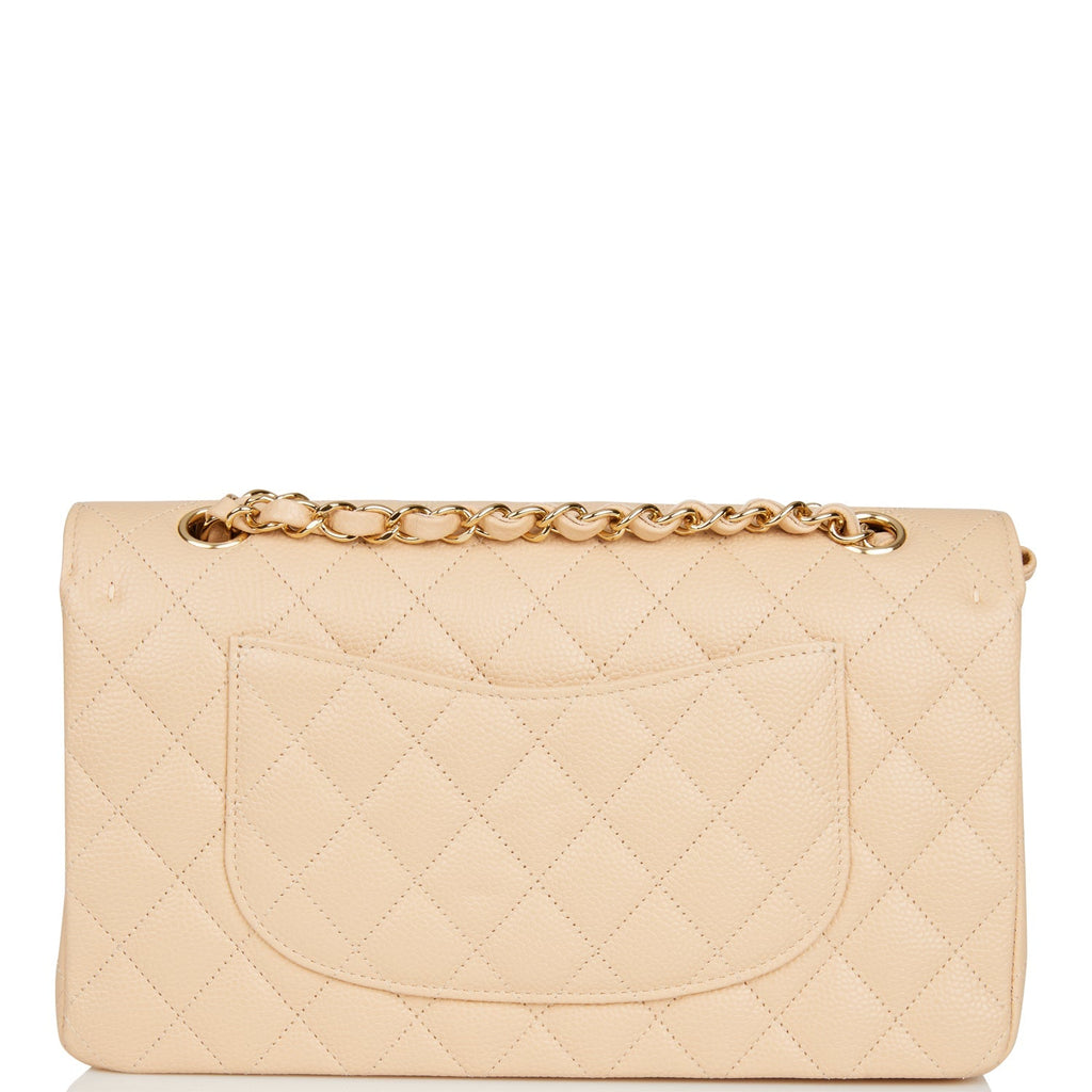 Chanel Medium Classic Double Flap Bag Beige Caviar Gold Hardware