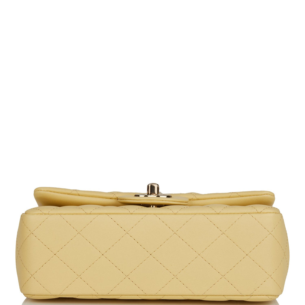 Chanel Mini Rectangular Flap Bag Yellow Lambskin Light Gold Hardware