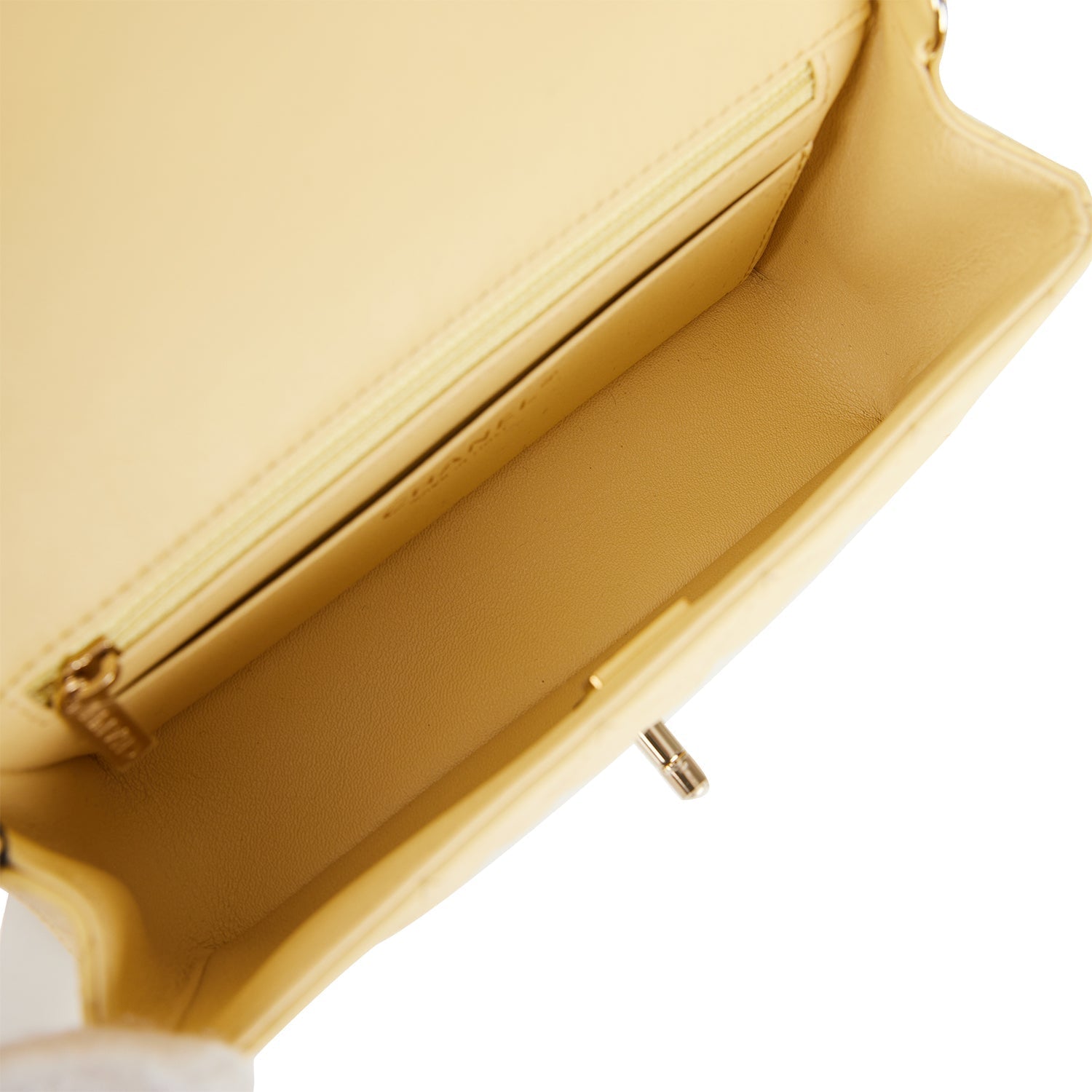 Chanel Mini Rectangular Flap Bag Yellow Lambskin Light Gold Hardware