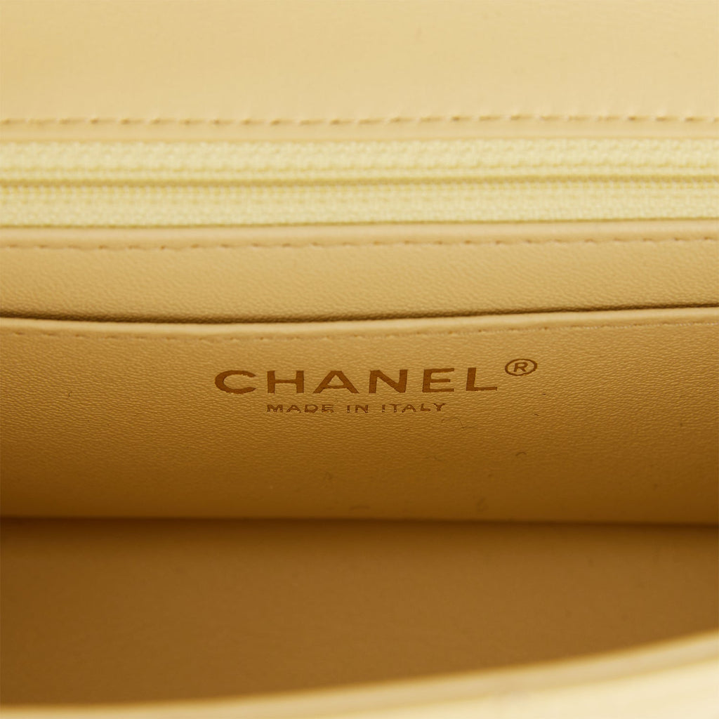 Chanel Mini Rectangular Flap Bag Yellow Lambskin Light Gold Hardware