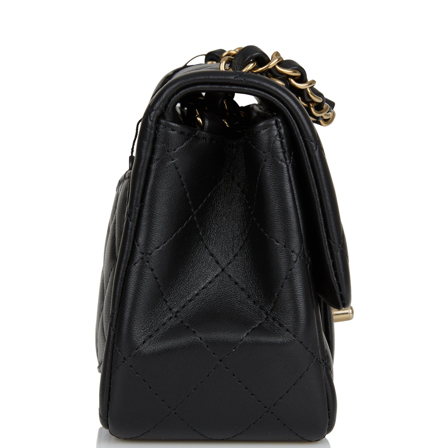 Chanel Mini Square Flap Bag Black Lambskin Light Gold Hardware