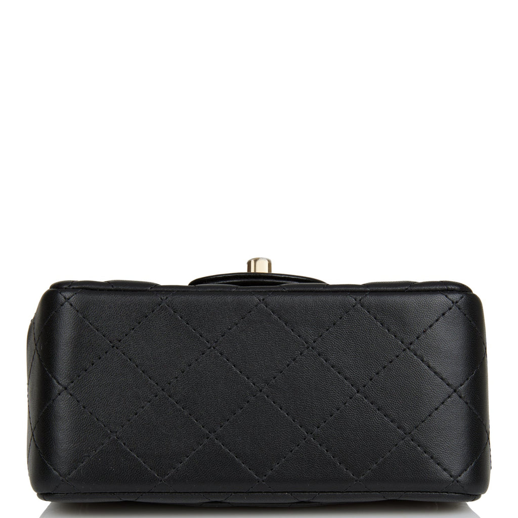 Chanel Mini Square Flap Bag Black Lambskin Light Gold Hardware